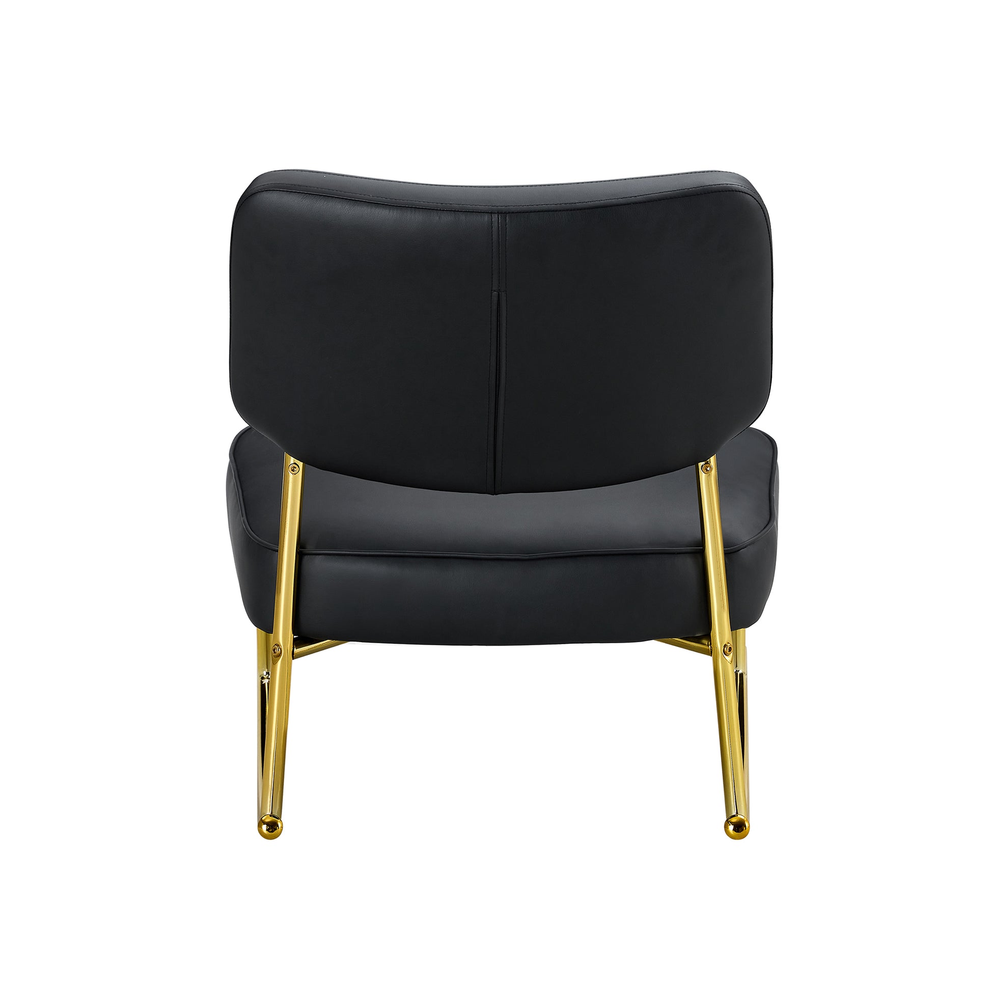 Pu Material Cushioned Rocking Chair, Unique Rocking Chair, Cushioned Seat, Black Backrest Rocking Chair, And Gold Metal Legs. Comfortable Side Chairs In The Living Room, Bedroom, And Office Black Pu