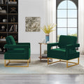 Modern Style Accent Chair With Gold Metal Basevelvet Upholstered Leisure Chair With Open Armrest, Armchair, Jade Emerald Primary Living Space Modern Foam Velvet