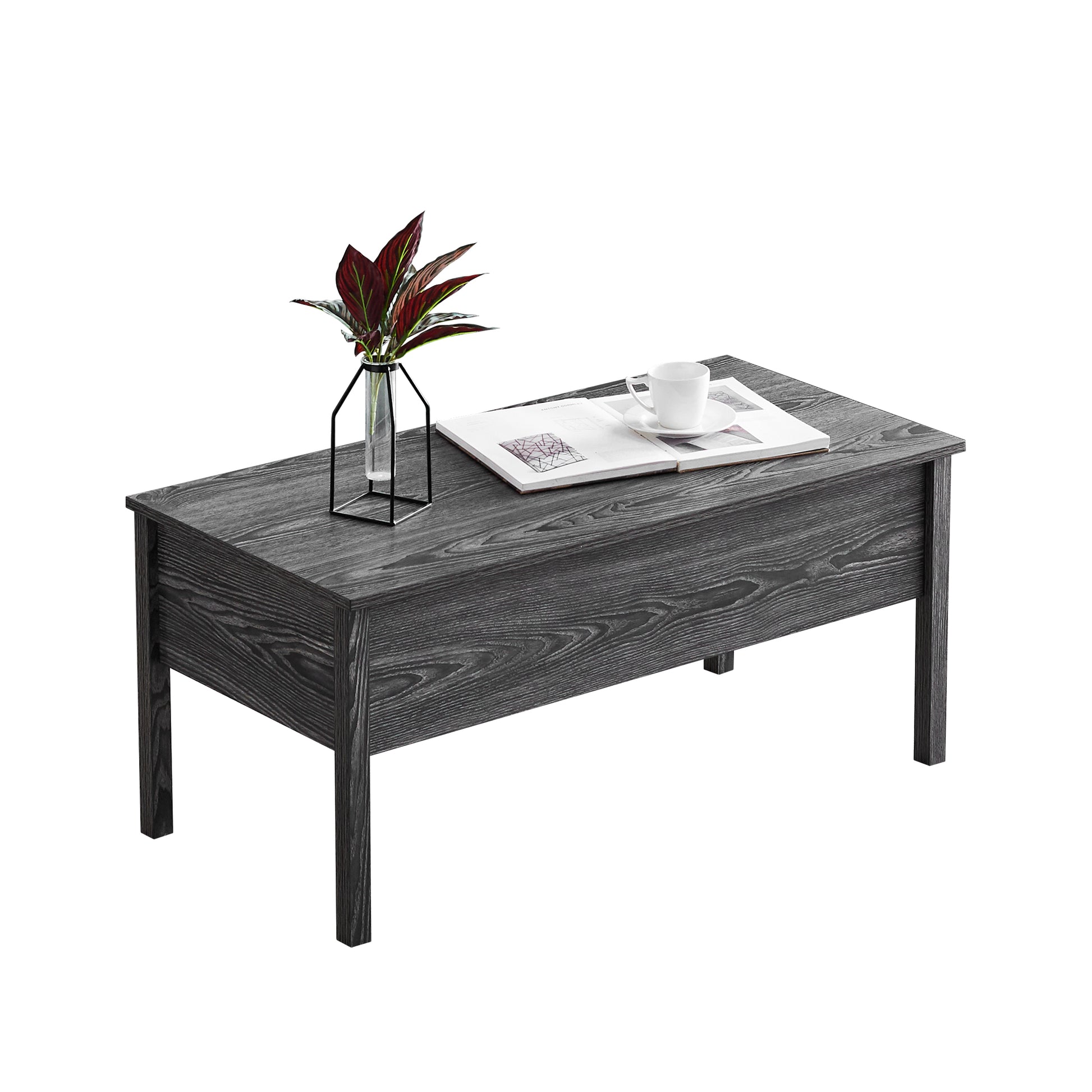 Mdf Lift Top Coffee Table With Storage For Living Room,Dark Grey Oak Dark Gray Mdf Mdf