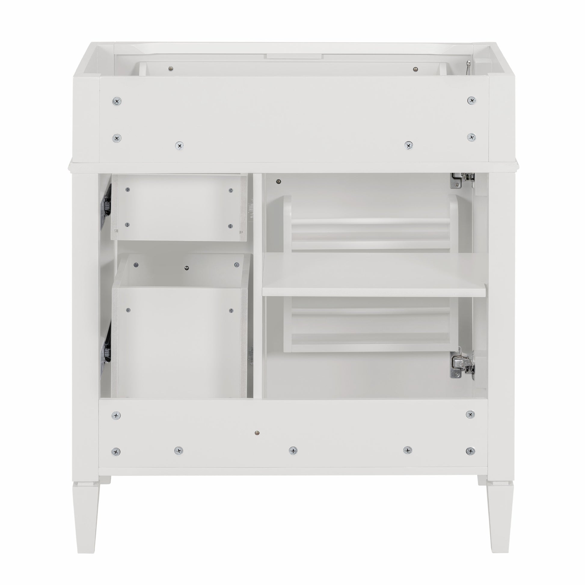 30'' Bathroom Vanity Without Top Sink, Modern Bathroom Storage Cabinet With 2 Drawers And A Tip Out Drawer Not Include Basin 3 White 1 2 Adjustable Shelves Bathroom Freestanding Solid Wood Mdf Painted