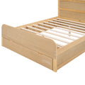 Full Size Platform Bed With Storage Headboard And A Big Drawer, Wood Color Box Spring Not Required Full Wood Wood Bedroom Bed Frame Solid Wood Mdf