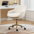 046 Mesh Fabric Home Office 360 Swivel Chair Adjustable Height With Gold Metal Base,Beige Solid Beige Office Sponge Wipe Clean Modern Office Chairs Tufted Back Foam Adjustable Height Fabric Mesh