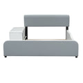 Full Size Upholstered Platform Bed With Storage Nightstand And Guardrail, Gray Box Spring Not Required Full Gray Wood Bedroom Upholstered