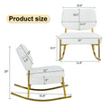 Teddy Suede Material Cushioned Rocking Chair, Unique Rocking Chair, Cushioned Seat, White Rocking Chair With Backrest And Golden Metal Legs. Comfortable Side Chairs In Living Room, Bedroom, Office White Velvet