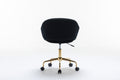 047 Mesh Fabric Home Office 360 Swivel Chair Adjustable Height With Gold Metal Base,Black Solid Black Office Sponge Wipe Clean Modern Office Chairs Tufted Back Foam Adjustable Height Fabric Mesh