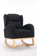 049 Teddy Fabric Rocking Chair With Packet Wood Legs,Black Wood Solid Black Primary Living Space Foam Wipe Clean Modern Rocking Chairs Eucalyptus Tufted Back Foam Teddy