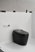 One Piece Elongated Floor Smart Toilet With Remote Control And Automatic Cover Matte Black Ceramic