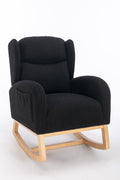 049 Teddy Fabric Rocking Chair With Packet Wood Legs,Black Wood Solid Black Primary Living Space Foam Wipe Clean Modern Rocking Chairs Eucalyptus Tufted Back Foam Teddy