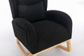 049 Teddy Fabric Rocking Chair With Packet Wood Legs,Black Wood Solid Black Primary Living Space Foam Wipe Clean Modern Rocking Chairs Eucalyptus Tufted Back Foam Teddy