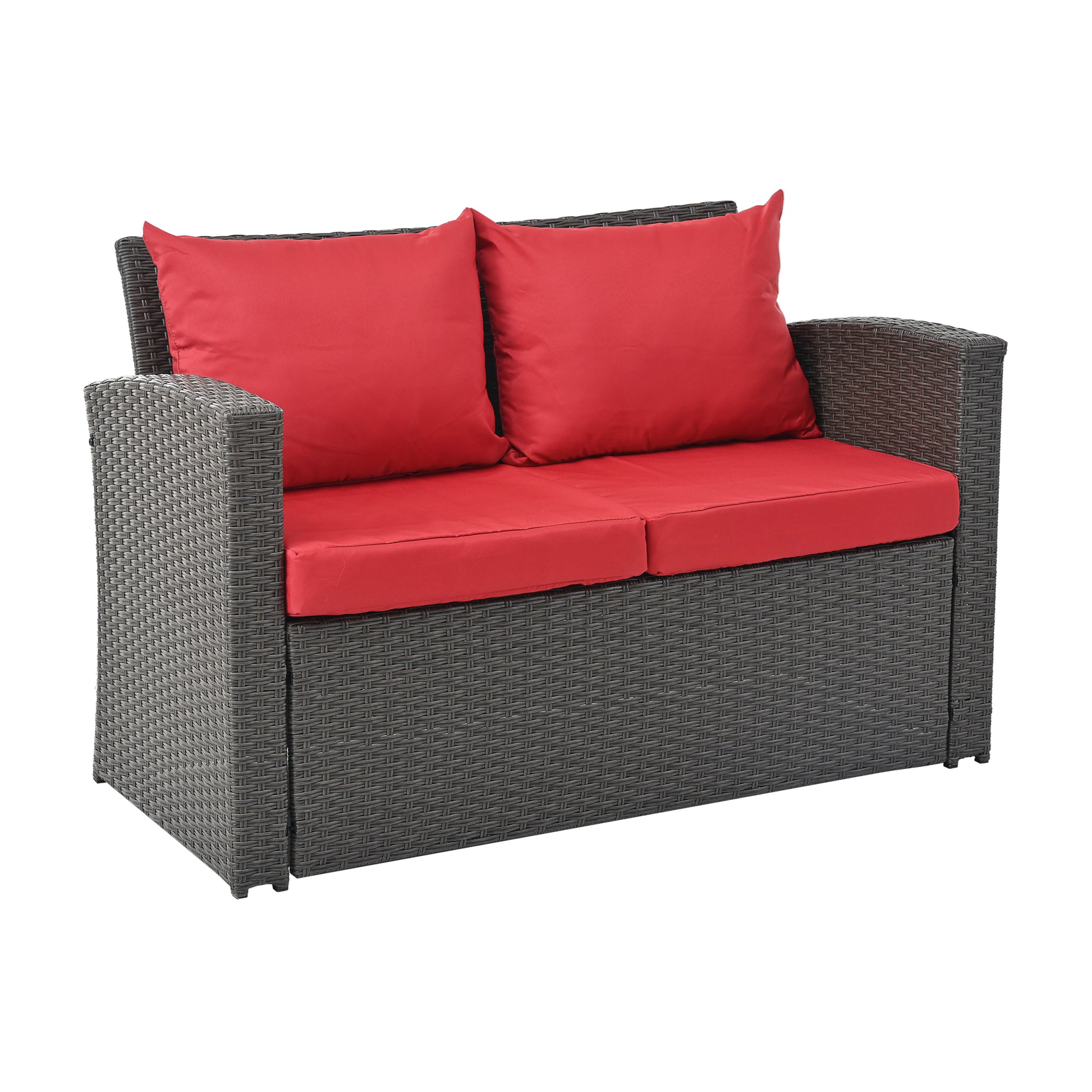 Patio Furniture Sets Dark Gray Seats 4 Pe Rattan Iron Waterproof Fabric