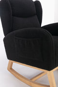 049 Teddy Fabric Rocking Chair With Packet Wood Legs,Black Wood Solid Black Primary Living Space Foam Wipe Clean Modern Rocking Chairs Eucalyptus Tufted Back Foam Teddy