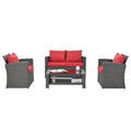 Patio Furniture Sets Dark Gray Seats 4 Pe Rattan Iron Waterproof Fabric