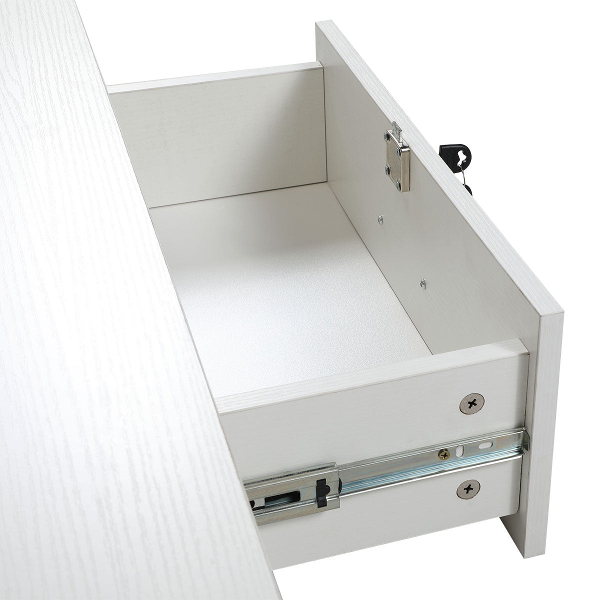 Classic Wall Mounted Styling Station With Drawer And Tool Holes, Vanity Table, Dressing Table, Equipment For Barber Beauty Spa Salon Shops, White White Particle Board