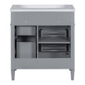 30'' Bathroom Vanity With Top Sink, Modern Bathroom Storage Cabinet With 2 Drawers And A Tip Out Drawer, Freestanding Vanity Set With Mirror Cabinet, Single Sink Bathroom Vanity 3 Grey Bathroom Solid Wood Mdf Resin Painted