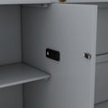 Queen Size Murphy Bed With Shelves, Drawers And Usb Ports,Gray Gray Mdf Lvl