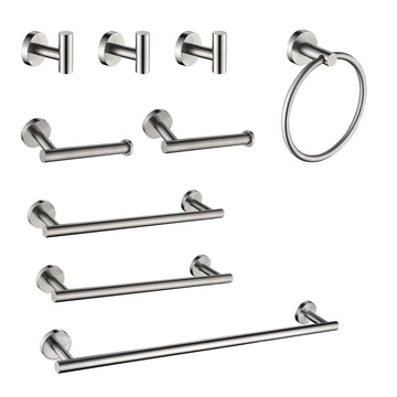 9 Piece Stainless Steel Bathroom Towel Rack Set Wall Mount Brushed Nickel Stainless Steel