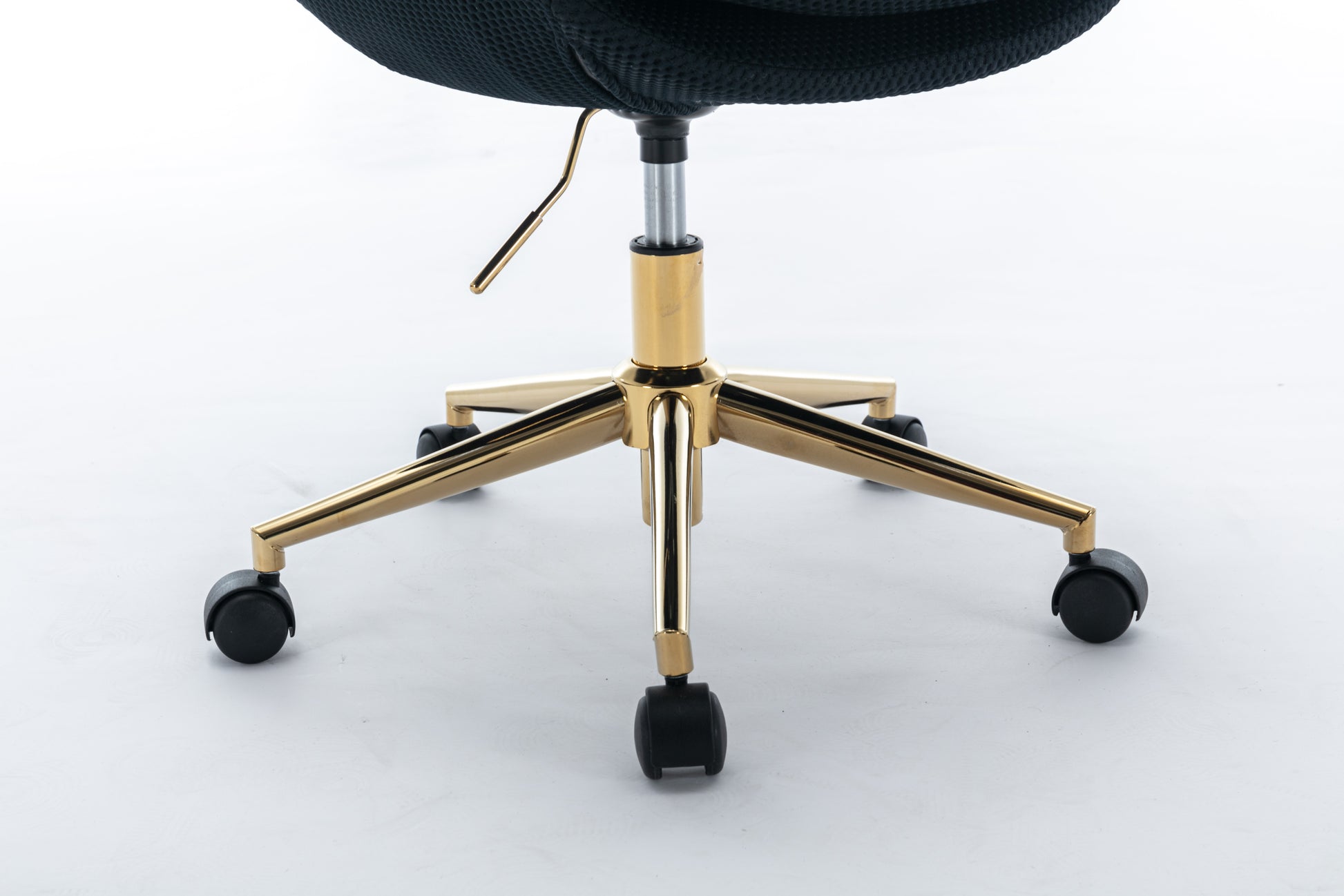 046 Mesh Fabric Home Office 360 Swivel Chair Adjustable Height With Gold Metal Base,Black Solid Black Office Sponge Wipe Clean Modern Office Chairs Tufted Back Foam Adjustable Height Fabric Mesh