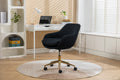 046 Mesh Fabric Home Office 360 Swivel Chair Adjustable Height With Gold Metal Base,Black Solid Black Office Sponge Wipe Clean Modern Office Chairs Tufted Back Foam Adjustable Height Fabric Mesh