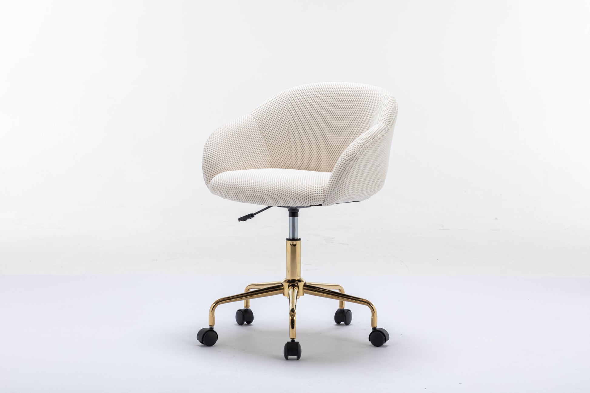 047 Mesh Fabric Home Office 360 Swivel Chair Adjustable Height With Gold Metal Base,Beige Solid Beige Office Sponge Wipe Clean Modern Office Chairs Tufted Back Foam Adjustable Height Fabric Mesh