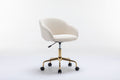 047 Mesh Fabric Home Office 360 Swivel Chair Adjustable Height With Gold Metal Base,Beige Solid Beige Office Sponge Wipe Clean Modern Office Chairs Tufted Back Foam Adjustable Height Fabric Mesh