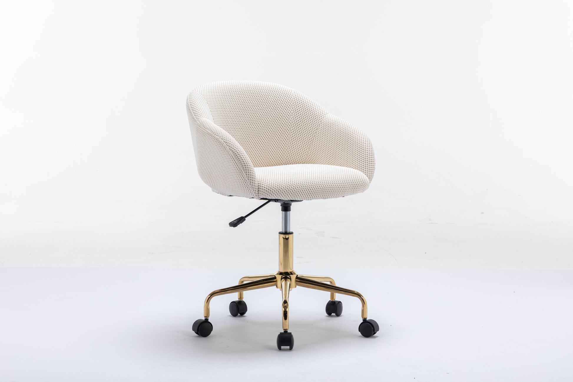 047 Mesh Fabric Home Office 360 Swivel Chair Adjustable Height With Gold Metal Base,Beige Solid Beige Office Sponge Wipe Clean Modern Office Chairs Tufted Back Foam Adjustable Height Fabric Mesh