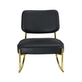 Pu Material Cushioned Rocking Chair, Unique Rocking Chair, Cushioned Seat, Black Backrest Rocking Chair, And Gold Metal Legs. Comfortable Side Chairs In The Living Room, Bedroom, And Office Black Pu