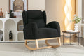 049 Teddy Fabric Rocking Chair With Packet Wood Legs,Black Wood Solid Black Primary Living Space Foam Wipe Clean Modern Rocking Chairs Eucalyptus Tufted Back Foam Teddy