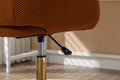 047 Mesh Fabric Home Office 360 Swivel Chair Adjustable Height With Gold Metal Base,Caramel Solid Caramel Office Sponge Wipe Clean Modern Office Chairs Tufted Back Foam Adjustable Height Fabric Mesh
