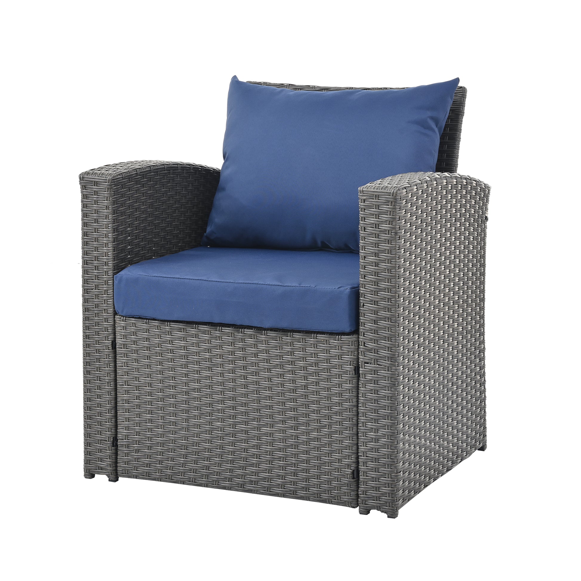 Patio Furniture Sets Dark Gray Seats 4 Pe Rattan Iron Waterproof Fabric