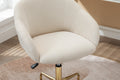 047 Mesh Fabric Home Office 360 Swivel Chair Adjustable Height With Gold Metal Base,Beige Solid Beige Office Sponge Wipe Clean Modern Office Chairs Tufted Back Foam Adjustable Height Fabric Mesh