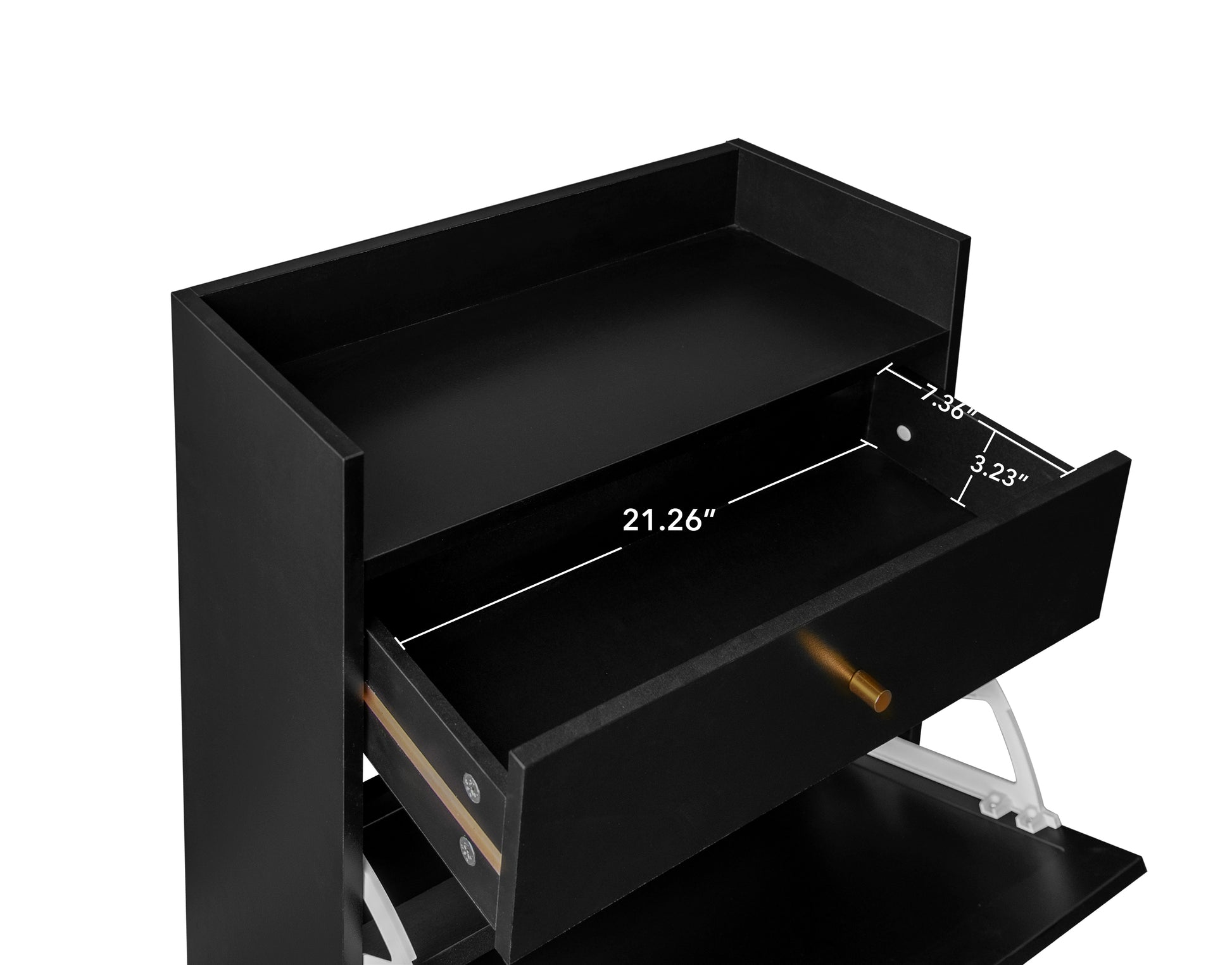 Rattan, Allen 2 Door 1 Drawer Cabinet, Shoe Rack, Double Layer, Suitable For Entrance Black Particle Board