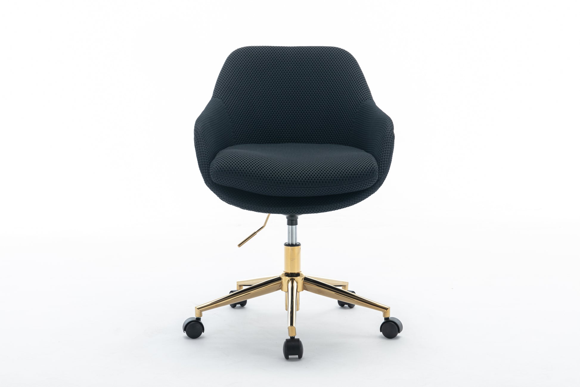 046 Mesh Fabric Home Office 360 Swivel Chair Adjustable Height With Gold Metal Base,Black Solid Black Office Sponge Wipe Clean Modern Office Chairs Tufted Back Foam Adjustable Height Fabric Mesh