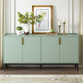 Storage Cabinet Sideboard Wooden Cabinet With 4 Doors For Hallway, Entryway, Living Room, Adjustable Shelf Green Solid Wood Mdf