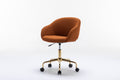 047 Mesh Fabric Home Office 360 Swivel Chair Adjustable Height With Gold Metal Base,Caramel Solid Caramel Office Sponge Wipe Clean Modern Office Chairs Tufted Back Foam Adjustable Height Fabric Mesh