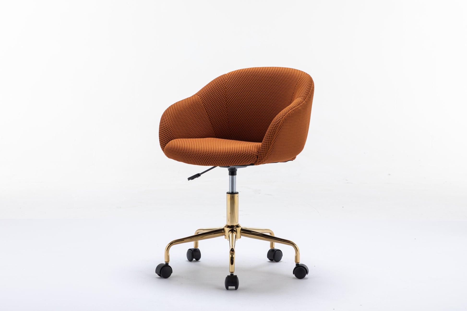 047 Mesh Fabric Home Office 360 Swivel Chair Adjustable Height With Gold Metal Base,Caramel Solid Caramel Office Sponge Wipe Clean Modern Office Chairs Tufted Back Foam Adjustable Height Fabric Mesh
