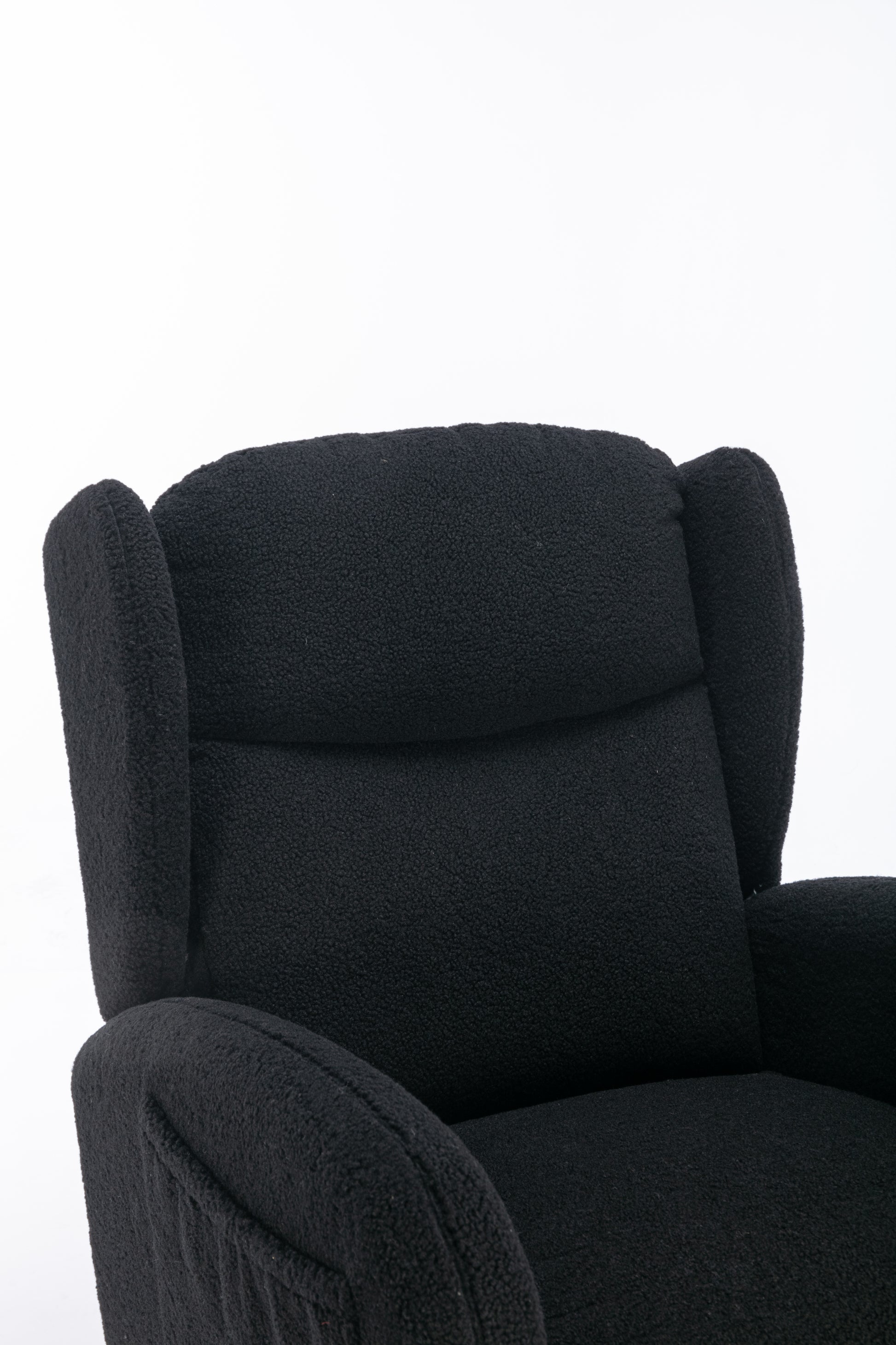 049 Teddy Fabric Rocking Chair With Packet Wood Legs,Black Wood Solid Black Primary Living Space Foam Wipe Clean Modern Rocking Chairs Eucalyptus Tufted Back Foam Teddy