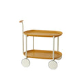 Jycc Yel Movable Small Pushcart Small Cart Double Layered Coffee Table Leisure Modern Living Room Ginger Iron Plastic