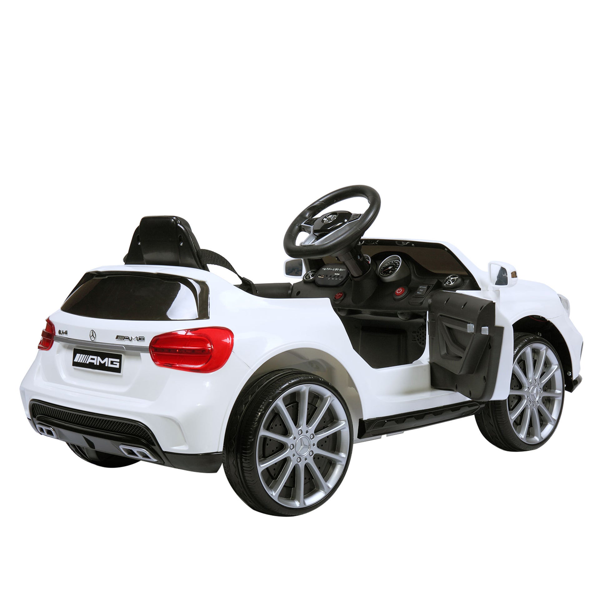 6V Mercedes Benz Amg Electric Vehicle, Kid Ride On Car With Parental Remote Control, Mp3 Player Headlights Opening Doors, For Children 3 8, White White Polypropylene