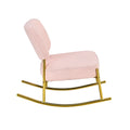 Teddy Velvet Material Cushioned Rocking Chair, Unique Rocking Chair, Cushioned Seat, Pink Backrest Rocking Chair, And Golden Metal Legs. Comfortable Side Chairs In The Living Room, Bedroom, And Office Pink Velvet