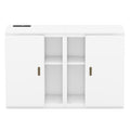 Queen Size Murphy Bed With Shelves, Cabinets And Usb Ports,White Queen White Mdf Lvl