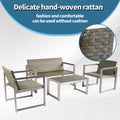 Aluminum And Rattan Modern 4 Piece Sofa Seating Group For Patio Garden Outdoor Yes Complete Patio Set Gray Silver Mildew Resistant Frame Fade Resistant Cushion Garden & Outdoor Modern Complete Patio Sets Aluminium Aluminium