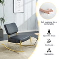 Pu Material Cushioned Rocking Chair, Unique Rocking Chair, Cushioned Seat, Black Backrest Rocking Chair, And Gold Metal Legs. Comfortable Side Chairs In The Living Room, Bedroom, And Office Black Pu