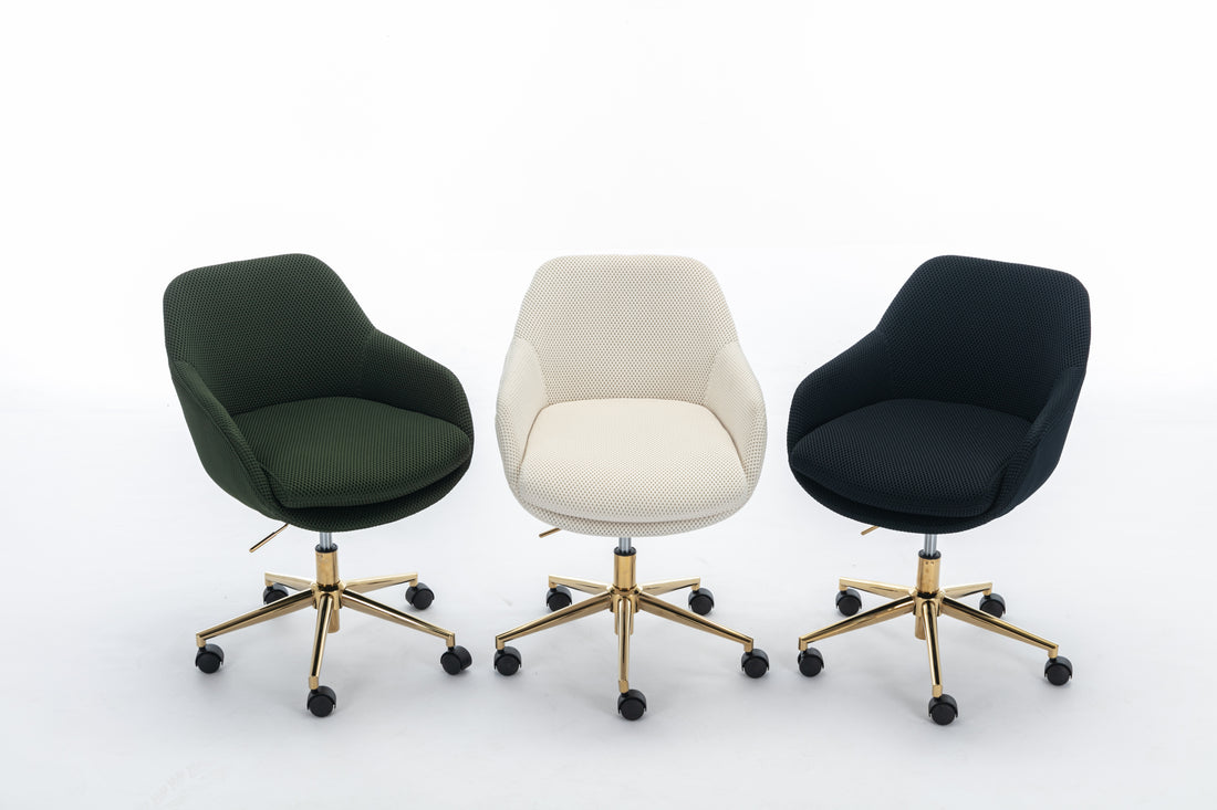 046 Mesh Fabric Home Office 360 Swivel Chair Adjustable Height With Gold Metal Base,Black Solid Black Office Sponge Wipe Clean Modern Office Chairs Tufted Back Foam Adjustable Height Fabric Mesh