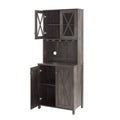 Farmhouse Bar Cabinet For Liquor And Glasses, Dining Room Kitchen Cabinet With Wine Rack, Sideboards Buffets Bar Cabinet L26.89''*W15.87''*H67.3'' Charcoal Grey Charcoal Grey Dining Room Cabinets Included Mdf