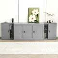 Queen Size Murphy Bed With Shelves, Cabinets And Usb Ports,Gray Queen Gray Mdf Lvl