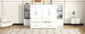 Queen Size Murphy Bed With Shelves, Drawers And Usb Ports,White White Mdf Lvl