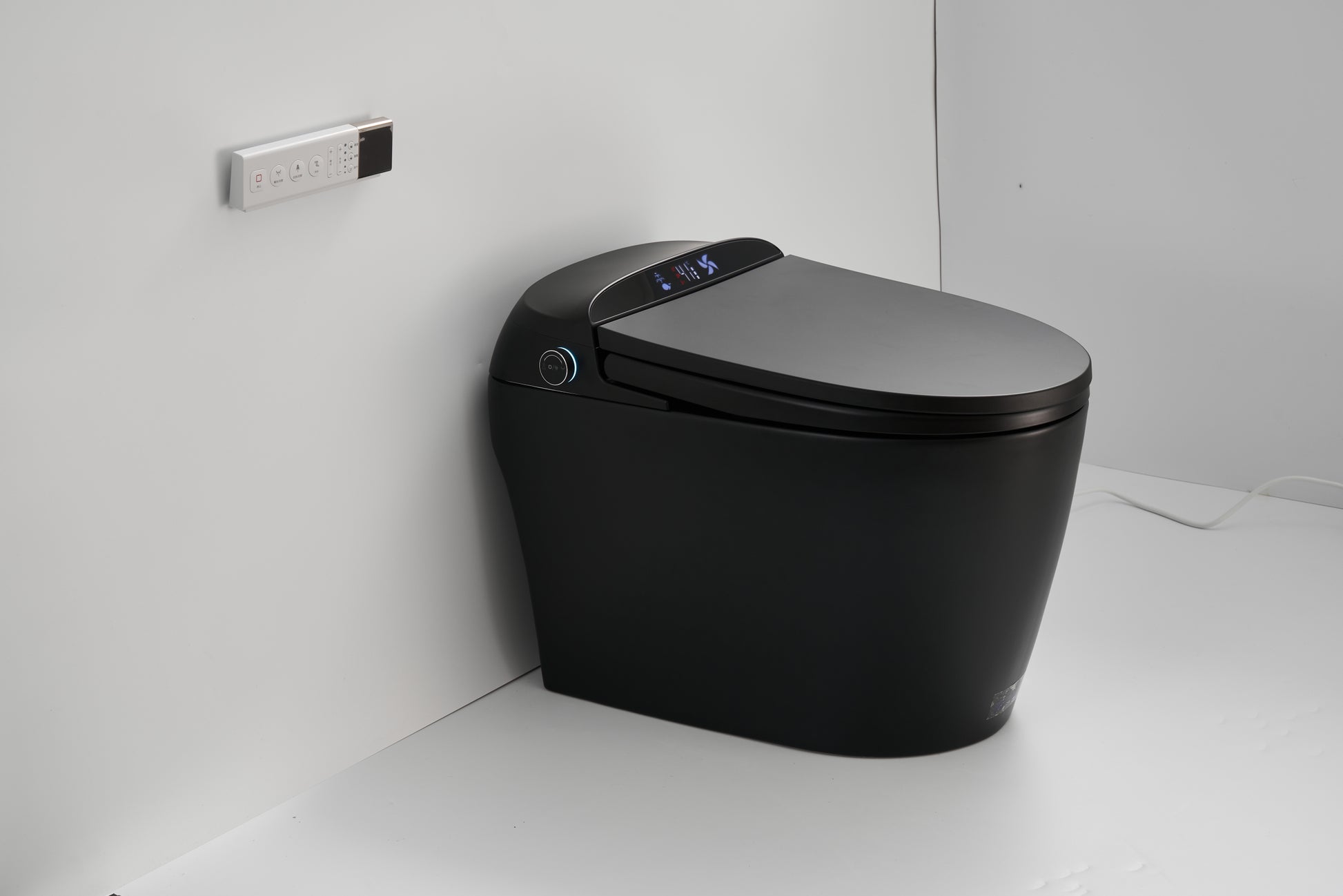 One Piece Elongated Floor Smart Toilet With Remote Control And Automatic Cover Matte Black Ceramic