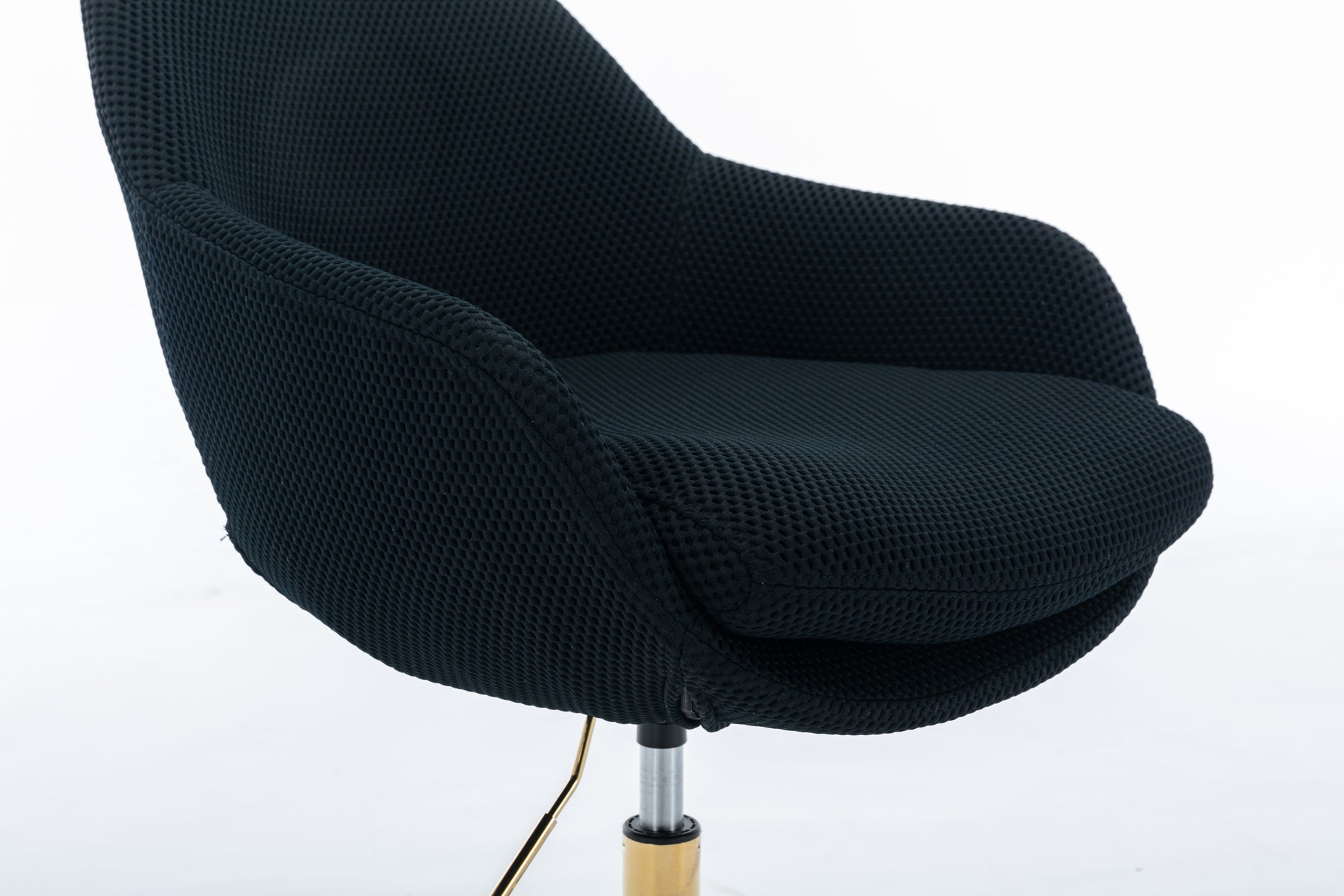 046 Mesh Fabric Home Office 360 Swivel Chair Adjustable Height With Gold Metal Base,Black Solid Black Office Sponge Wipe Clean Modern Office Chairs Tufted Back Foam Adjustable Height Fabric Mesh