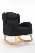 049 Teddy Fabric Rocking Chair With Packet Wood Legs,Black Wood Solid Black Primary Living Space Foam Wipe Clean Modern Rocking Chairs Eucalyptus Tufted Back Foam Teddy