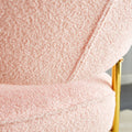 Teddy Velvet Material Cushioned Rocking Chair, Unique Rocking Chair, Cushioned Seat, Pink Backrest Rocking Chair, And Golden Metal Legs. Comfortable Side Chairs In The Living Room, Bedroom, And Office Pink Velvet